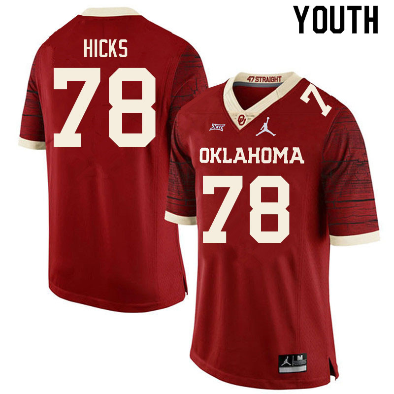 Youth #78 Marcus Hicks Oklahoma Sooners College Football Jerseys Sale-Retro